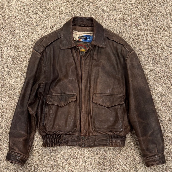 **SOLD**VTG Wilsons Adventure Bound Sanded Leather Bomber Jacket Brown - Picture 1 of 3